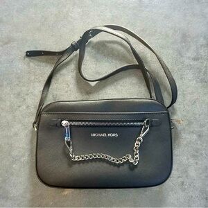 Michael Kors Black Jet Set Large Saffiano Leather Crossbody Bag NWOT